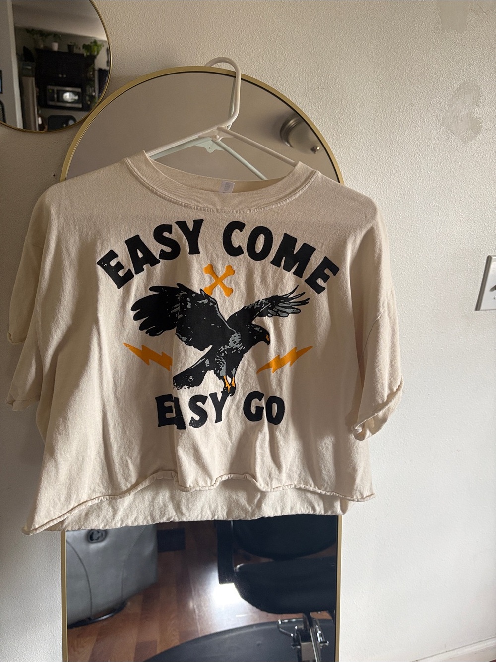 Easy Come Easy Go Graphic Crop Tee - Cream